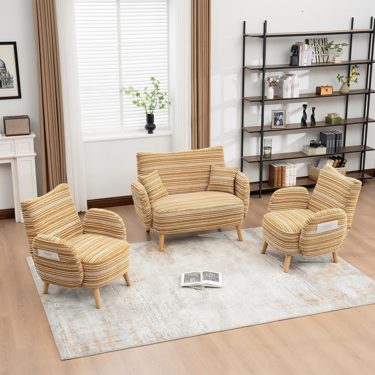 BIG SESSEL,Relaxsessel,Loungesofa,XXL-Sessel,Bouclé,Gelb - Gelb, Textil (121/63/81.5cm) - LVHOM