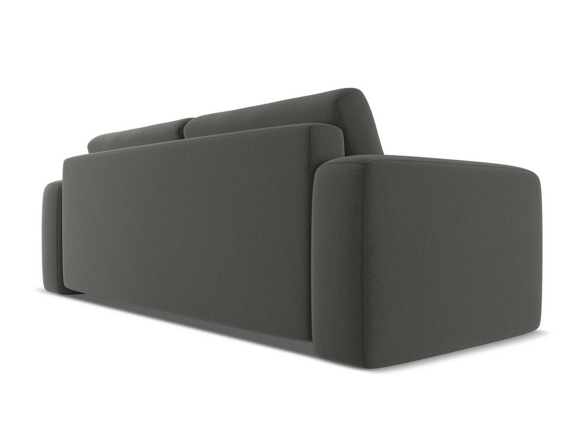 3-SITZER SOFA mit Schlaffunktion Samt Stoff Grau - Dunkelgrau/Schwarz, Kunststoff/Textil (242/91/100cm) - Makamii