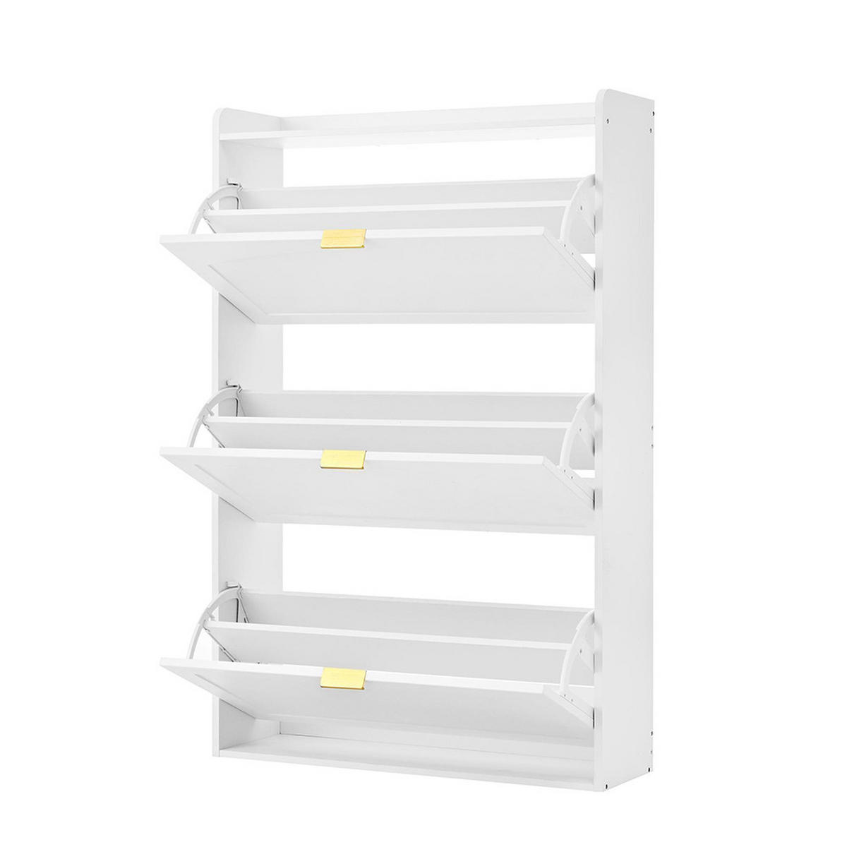 SCHUHKIPPER in B76 x T23 x H118 cm,Weiß - Weiß, Holz/Holzwerkstoff (23/118/76cm) - KOMHTOM