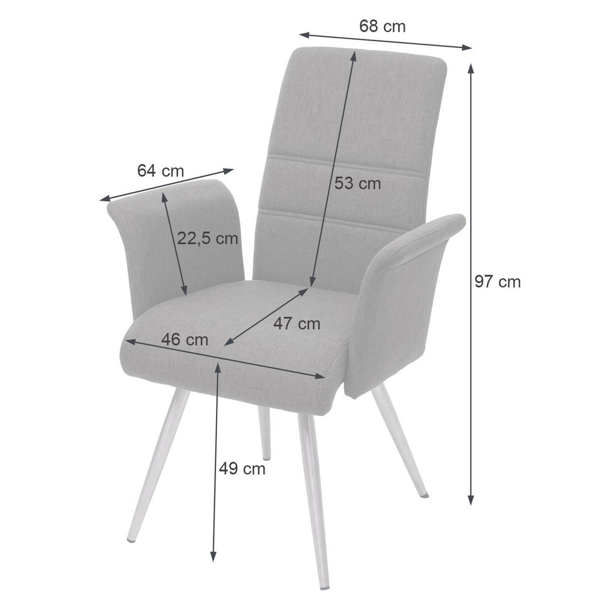 ESSZIMMERSTUHL Grau, Braun 2er-Set - Braun/Grau, Textil (68/97/64cm) - Jamb