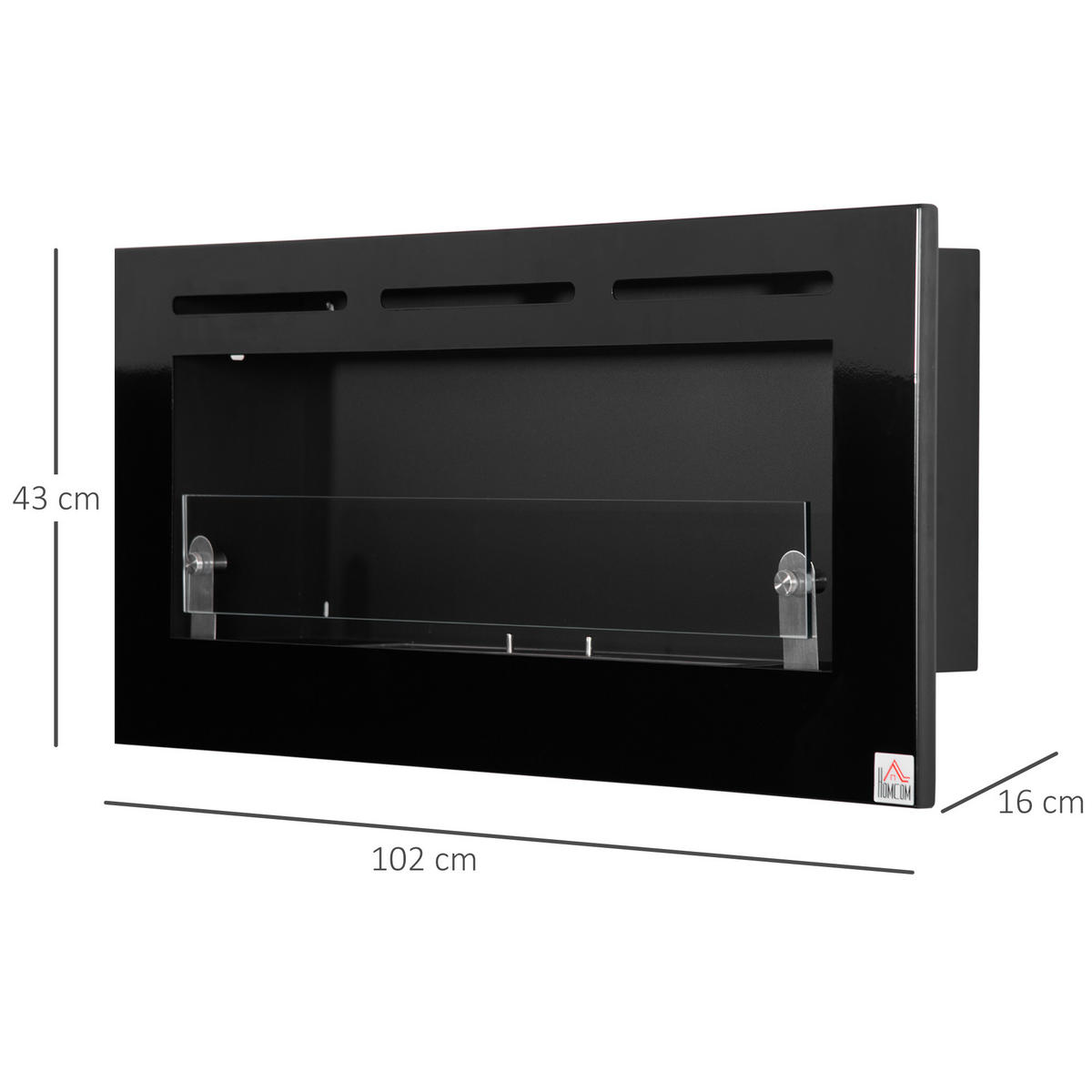 ETHANOLKAMIN DE-17019 Wandmontage 2,8 L Brenner Schwarz - Schwarz, Metall (102/43/16cm) - ComfortXL