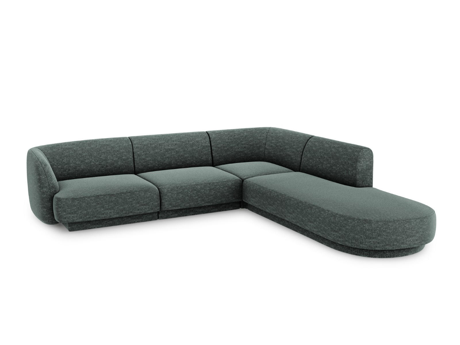 ECKSOFA rechts Miley aus Chenille-Stoff petrol 6 Sitzplätze - Petrol, Textil (248/255cm) - Micadoni