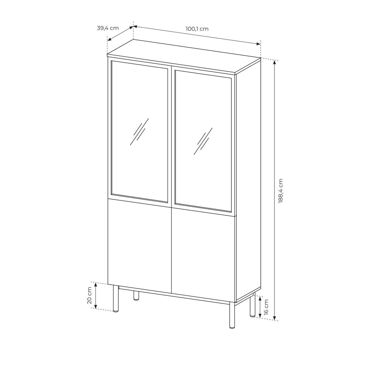 VITRINE in Schwarz, Goldfarben - Schwarz, Holzwerkstoff (100.1/188.4/39.4cm) - MASSENO