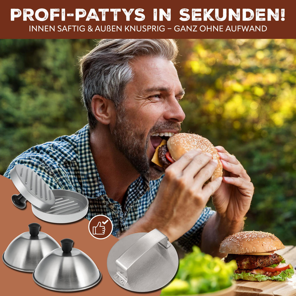 BURGER SET 5tlg - Silberfarben, Metall (18/6/18cm) - bremermann