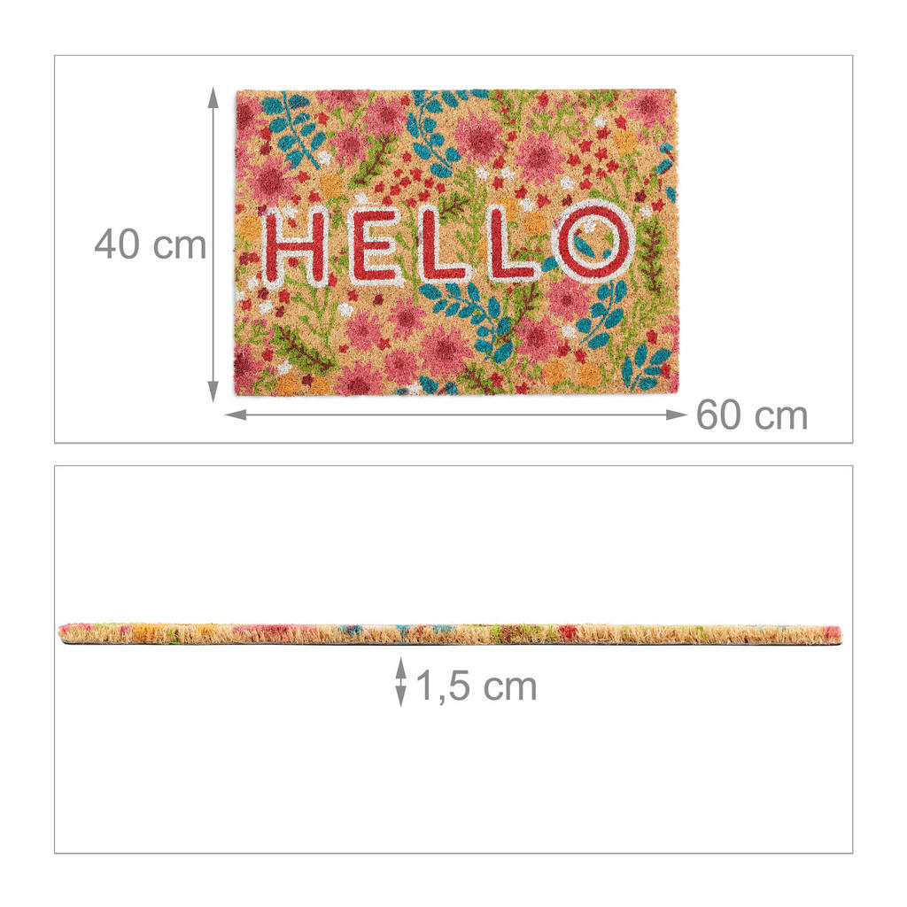 Thumbnail - Relaxdays Kokosfussmatte, Mehrfarbig, Textil, Kunststoff, 60x40 cm, Teppiche & Böden, Fuß & Stufenmatten, Fußmatten und ...