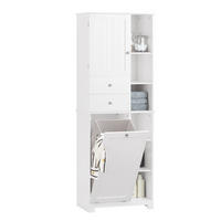 HOCHSCHRANK mit Wäschesack, Badezimmerschrank, 60x37x171cm - Weiß, Holzwerkstoff (60/171/37cm) - SoBuy