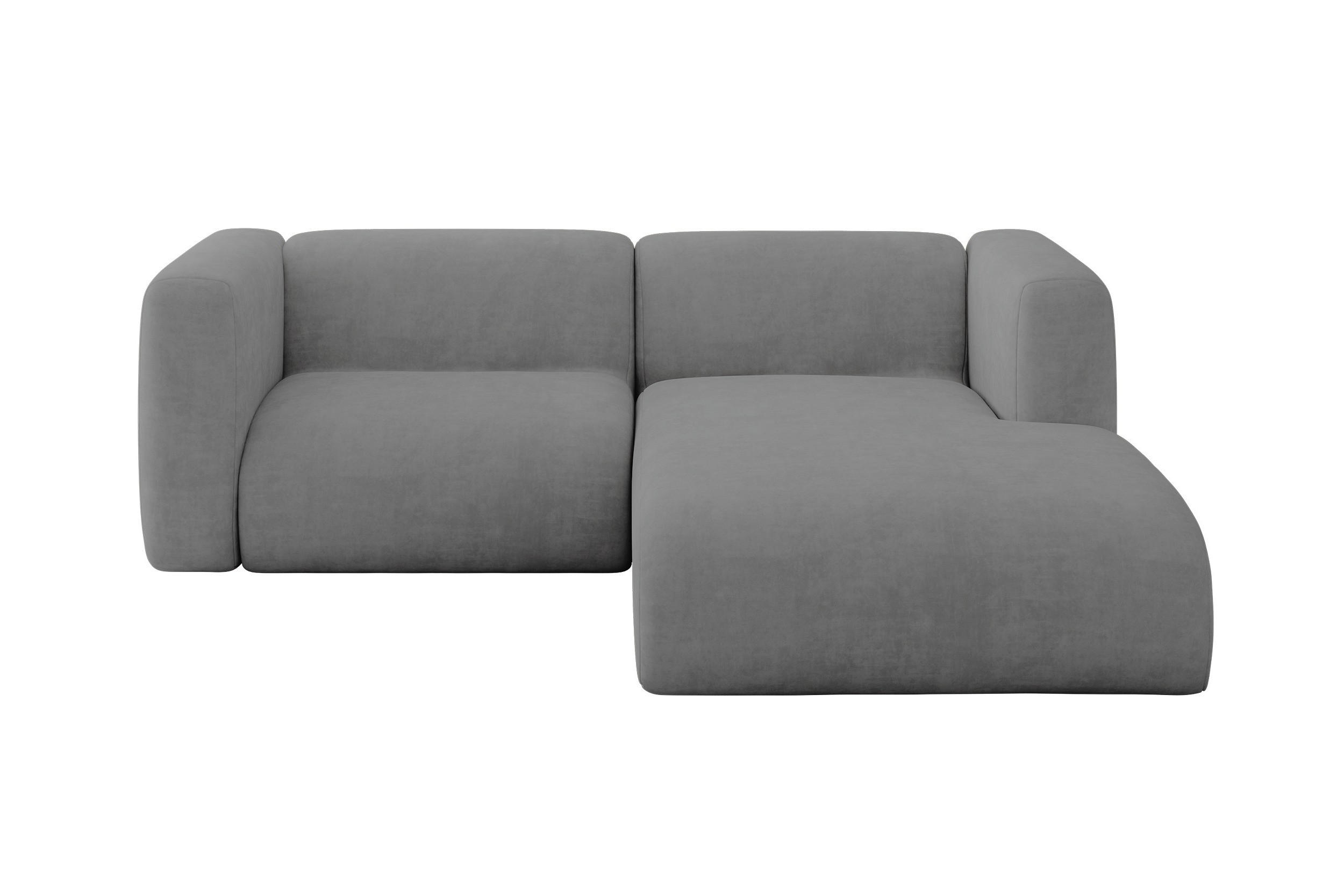 ECKSOFA Ottomane Rechts MIRA-L1 227x179x89 Grau Velours - Schieferfarben/Schwarz, Holzwerkstoff/Kunststoff (227/179cm) - ALTDECOR