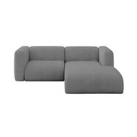 ECKSOFA Ottomane Rechts MIRA-L1 227x179x89 Grau Velours - Schieferfarben/Schwarz, Holzwerkstoff/Kunststoff (227/179cm) - ALTDECOR