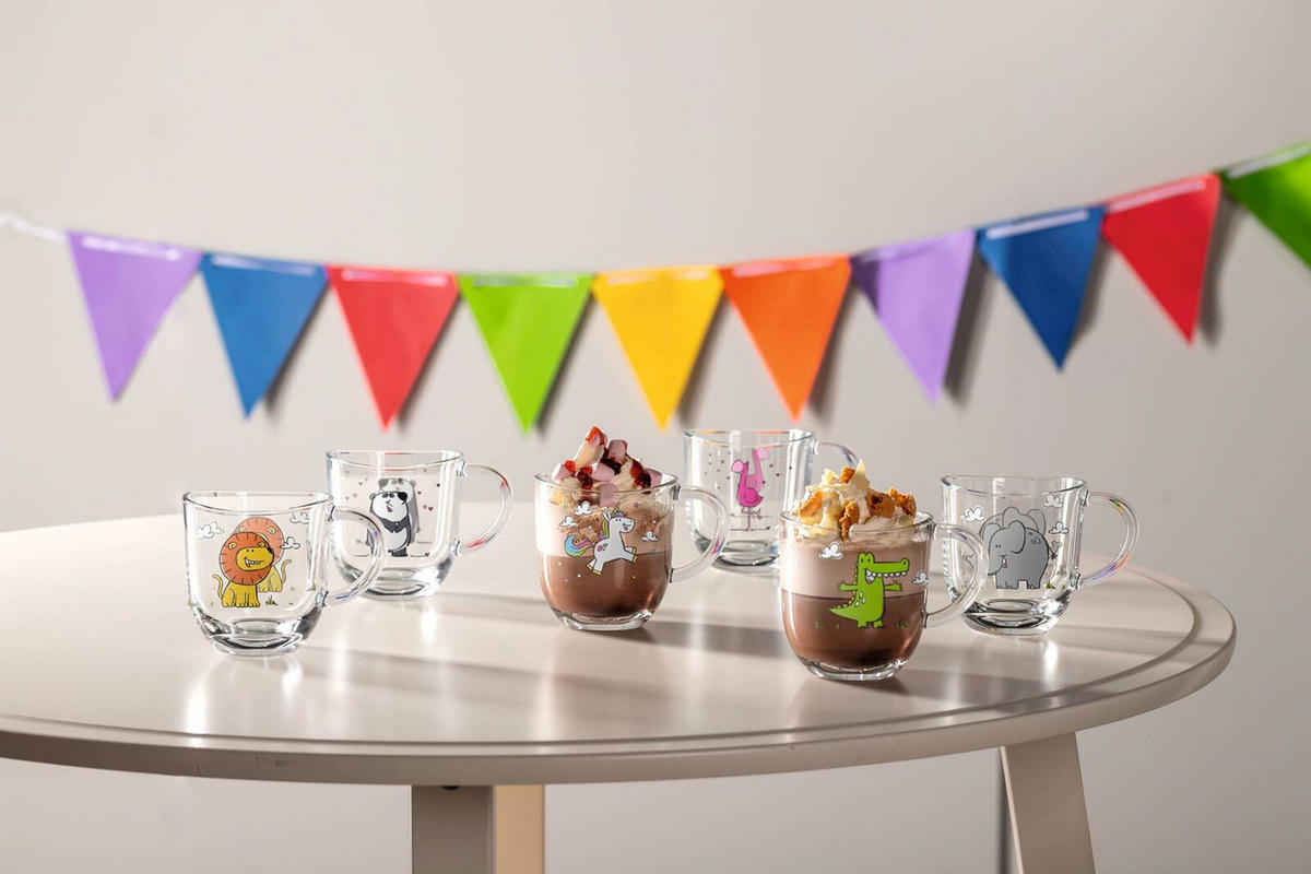 KINDERTASSE UND TRINKGLAS Bambini Panda 2er Set - Schwarz/Weiß, Glas (0.001L) - Leonardo Living