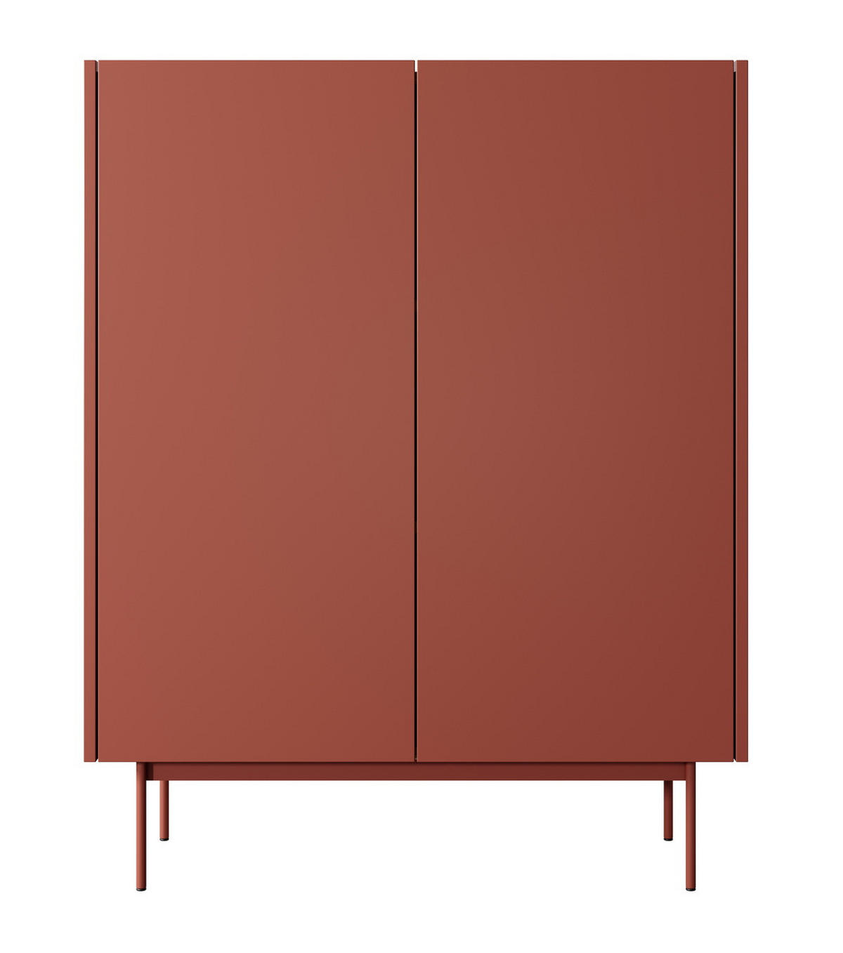 HOHE Kommode 2 Türen Laris - 97 cm, Rot - Rot, Holz/Metall (97/122/37cm) - Emporius