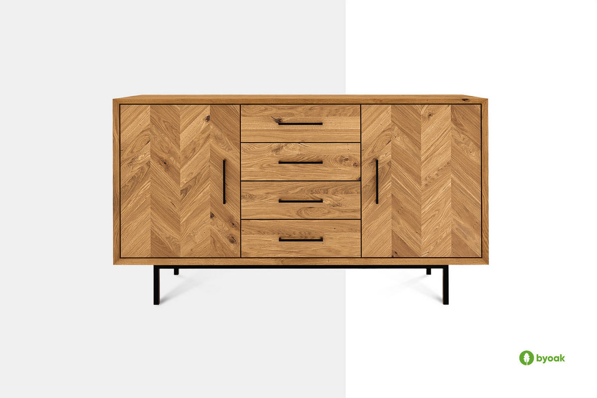 KOMMODE BREIT LEON Wildeiche - Wildeiche, Holz (144/80/45cm) - byoak