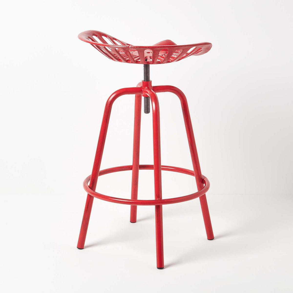 BARHOCKER Traktorsitz, Metall im Vintage-Look, höhenverstellbar - Rot, Metall (47/74/50cm) - Homescapes