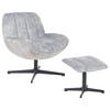 STUHL mit Fußhocker Hellgrau Lia - Schwarz/Grau, Textil (71/79/80cm) - Beliani