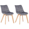 STUHL 2er Set Samt Grau - Eukalyptusholzfarben/Grau, Holz/Textil (46/82/61cm) - CLP