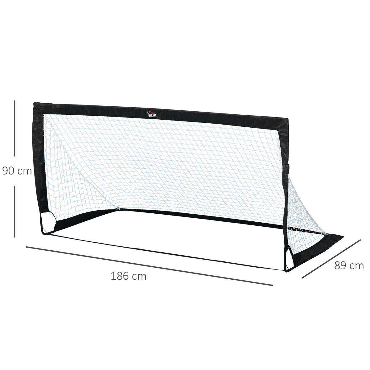 FUSSBALLTOR, Stahl, Schwarz, 186 x 90 x 89 cm - Schwarz, Metall (90/186cm) - HOMCOM