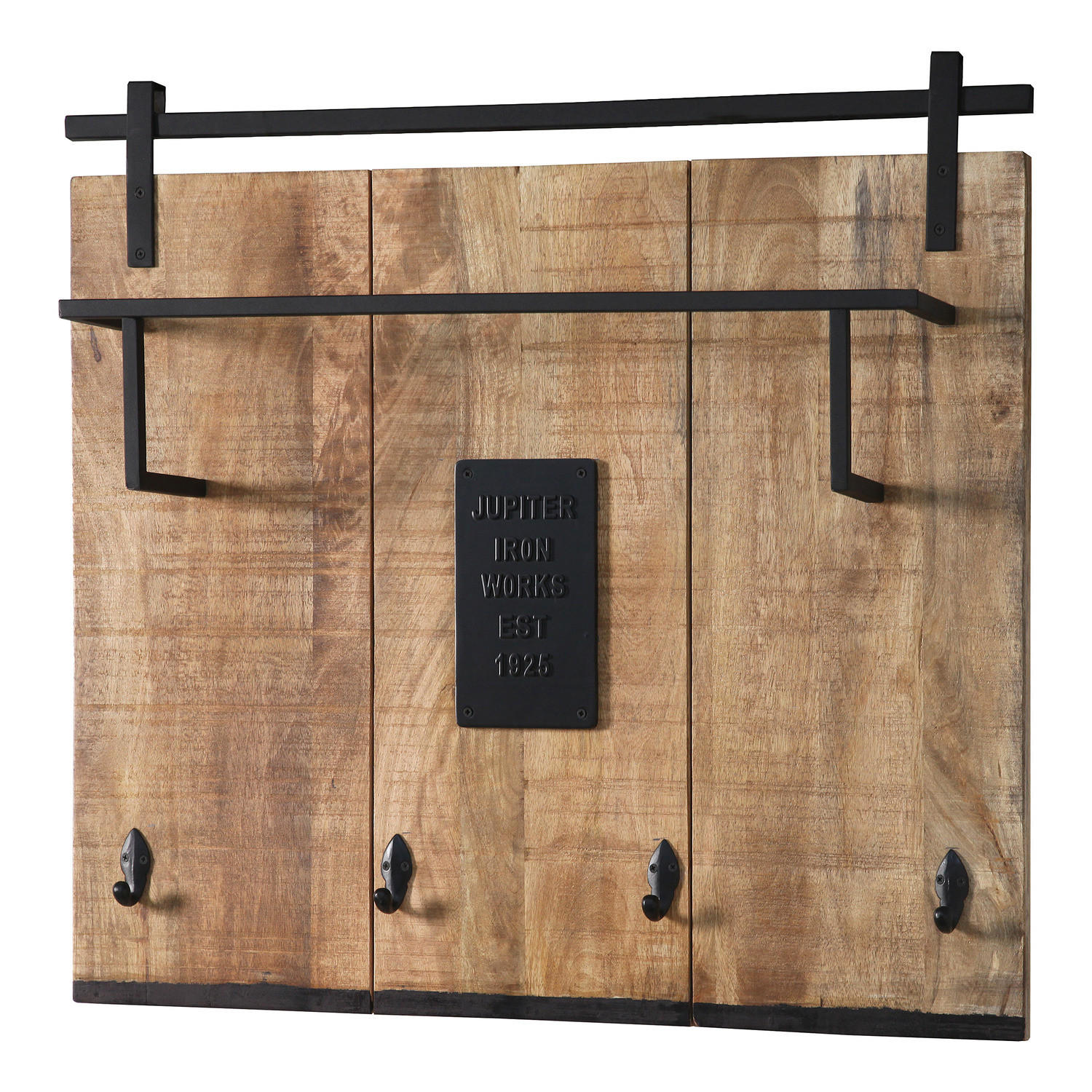 MASSIVES GARDEROBENPANEEL - Mango / Schwarz - Braun, Holz/Metall (88/78/20cm) - home24