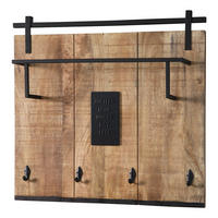 MASSIVES GARDEROBENPANEEL - Mango / Schwarz - Braun, Holz/Metall (88/78/20cm) - home24