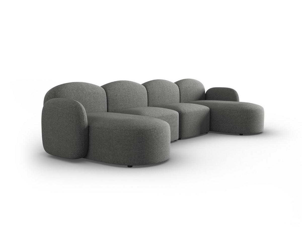 PANORAMASOFA Blair aus Chenille-Stoff dunkelgrau mischung 6 Sitzplätze - Dunkelgrau, Textil (155/80/350cm) - Micadoni