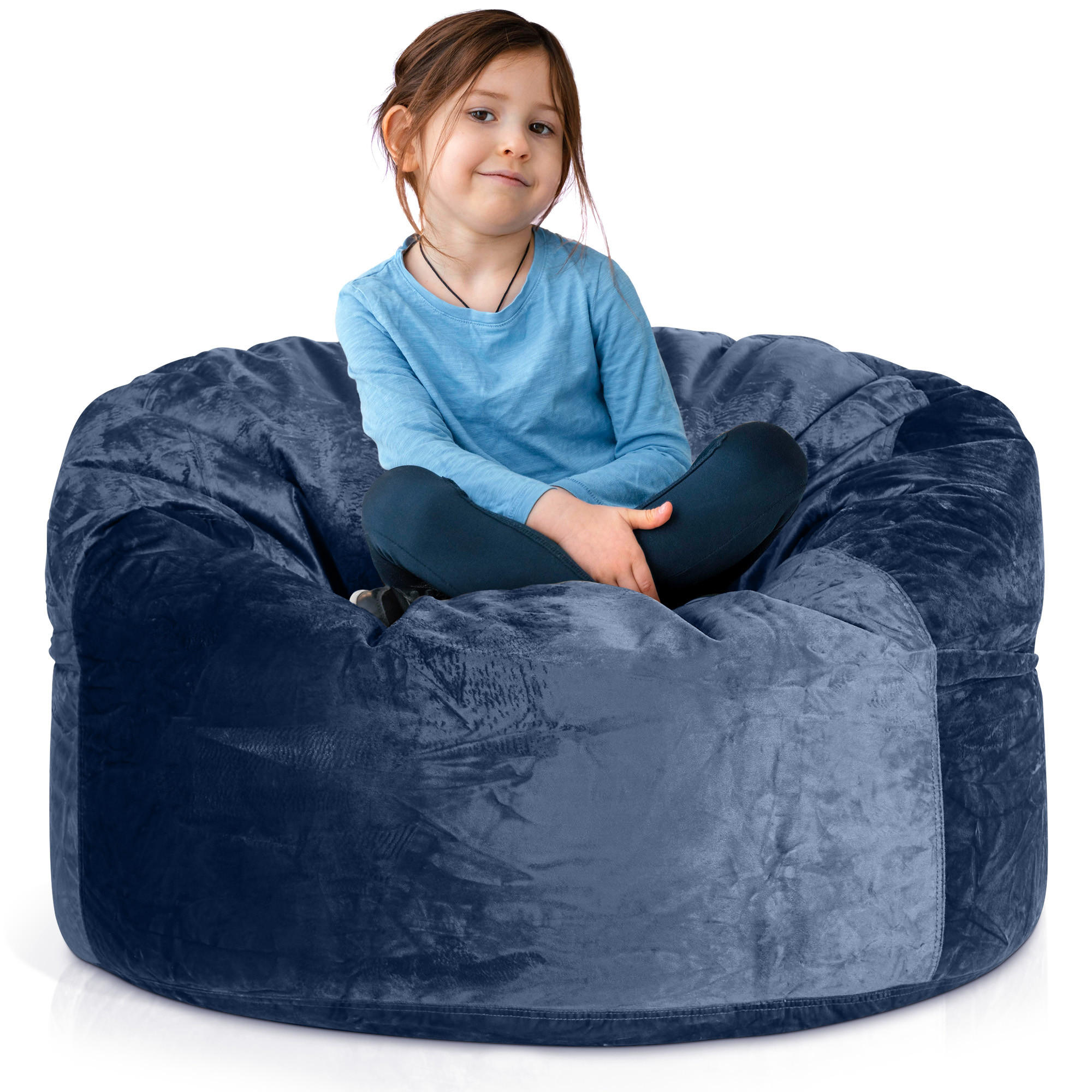 RIESEN-SITZSACK XXL JUMBO Velours 3ft - Dunkelblau, Textil (105/65/105cm) - Green Bean