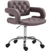 DREHSTUHL Lederlook braun - Chromfarben/Braun, Textil/Metall (62/78/55cm) - CLP