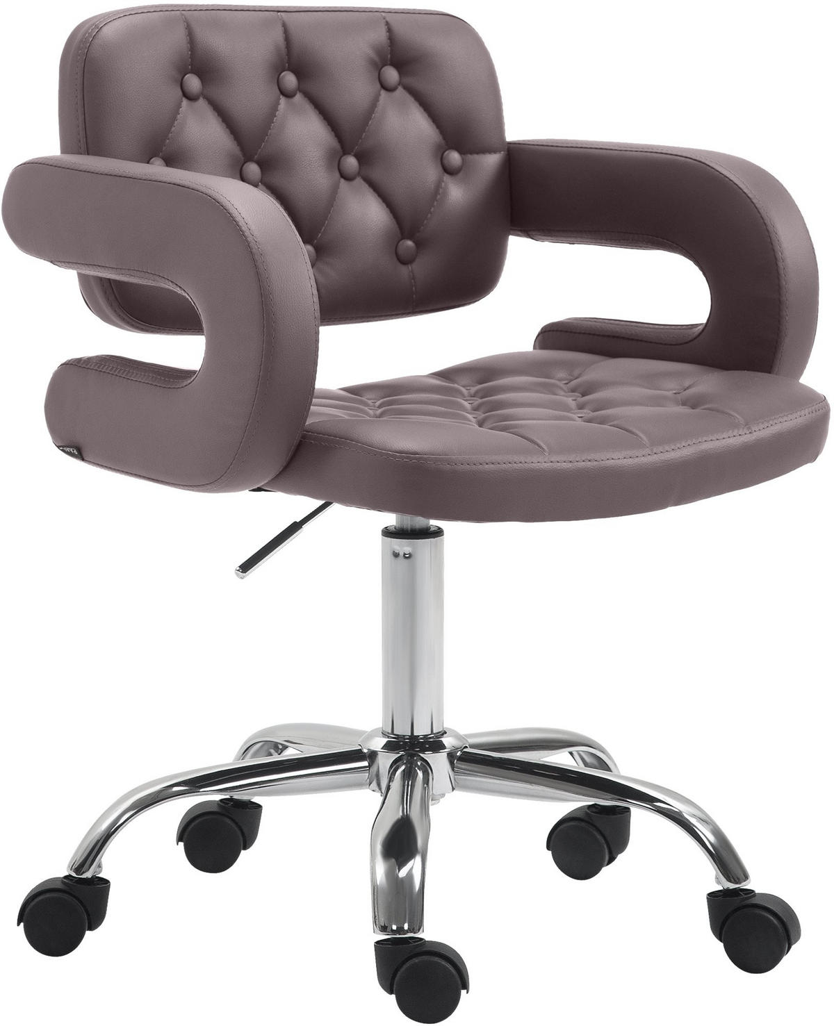 DREHSTUHL Lederlook braun - Chromfarben/Braun, Textil/Metall (62/78/55cm) - CLP