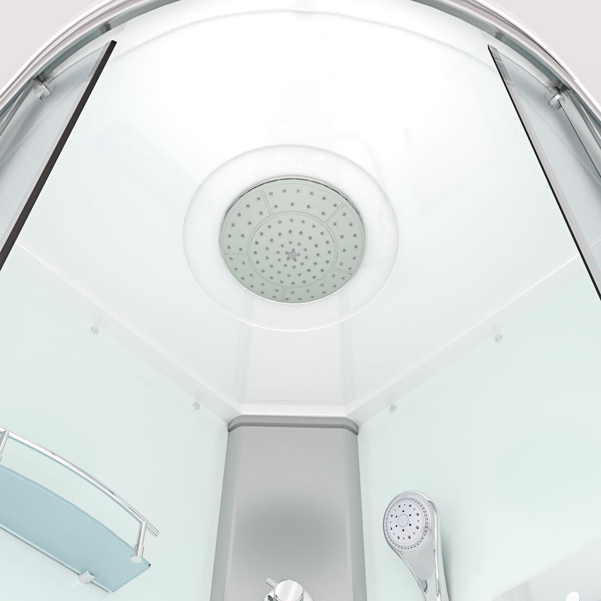 DUSCHE Fertigdusche D10-20T1-EC Weiß 100x100 - Weiß, Glas/Kunststoff (100/100/215cm) - AcquaVapore by Sandra Jentho
