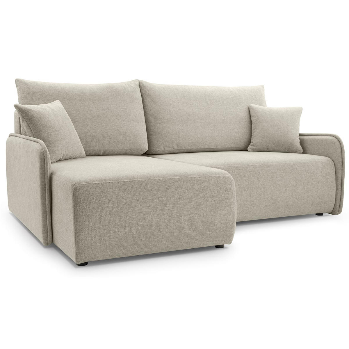 ECKSOFA Netarro, Beige Chenille, linksseitig - Beige/Schwarz, Kunststoff/Textil (198/147cm) - Selsey