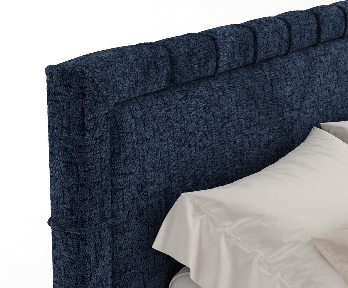BOXSPRINGBETT Rosabel Marineblau 140/200 cm mit Matratze und Topper - Schwarz/Dunkelblau, Holz/Holzwerkstoff (140/200cm) - Maison de Reve