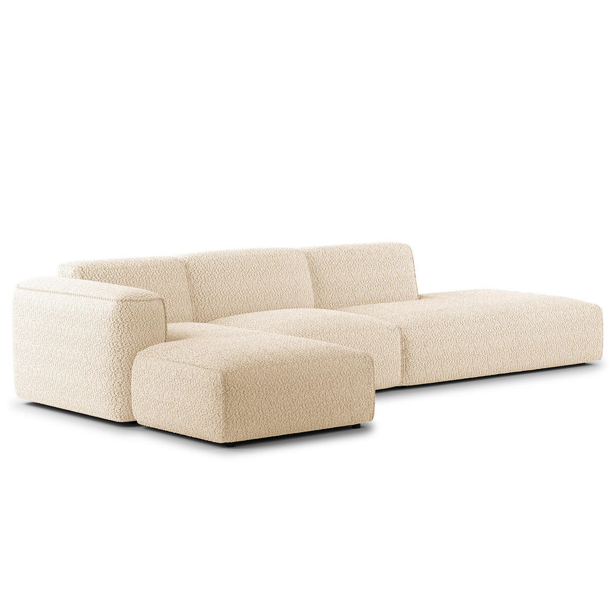 ECKSOFA mit Chaiselongue - Beige/Schwarz, Kunststoff/Textil (290/173cm) - home24