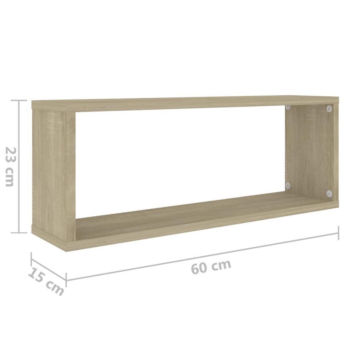 WANDREGALESET 2-tlg. 60/15/23 cm aus Holzwerkstoff Sonoma-Eiche Dekor - Sonoma Eiche, Holz (60/23/15cm) - vidaXL