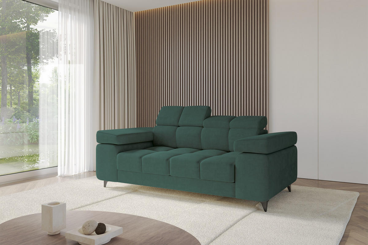 SOFA 2-Sitzer LORD-S1 194x97x90 cm Grün Samt - Grün, Holzwerkstoff/Textil (194/90/97cm) - ALTDECOR
