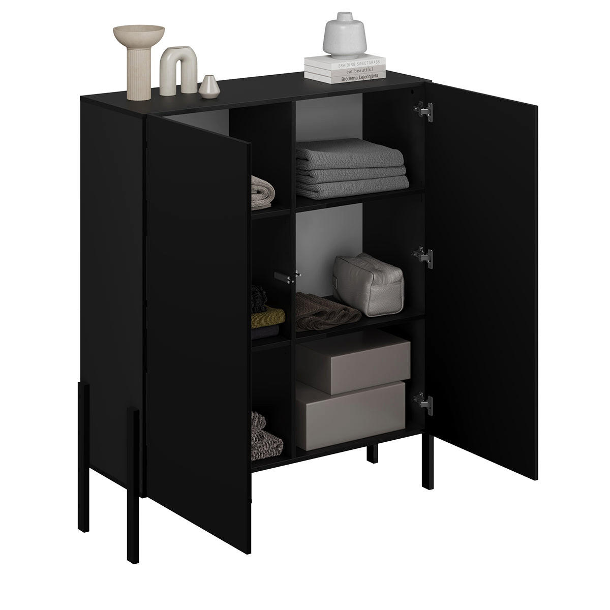 SIDEBOARD Bérénice Černá - černá, kompozitní dřevo (114/135/40cm) - Petits-meubles