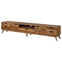 TV-BOARD Sheesham 260x40x48 natur sandgestrahlt lackiert MALMÖ 2 #226 - Naturfarben, Holz (260/48/40cm) - Massivmoebel24