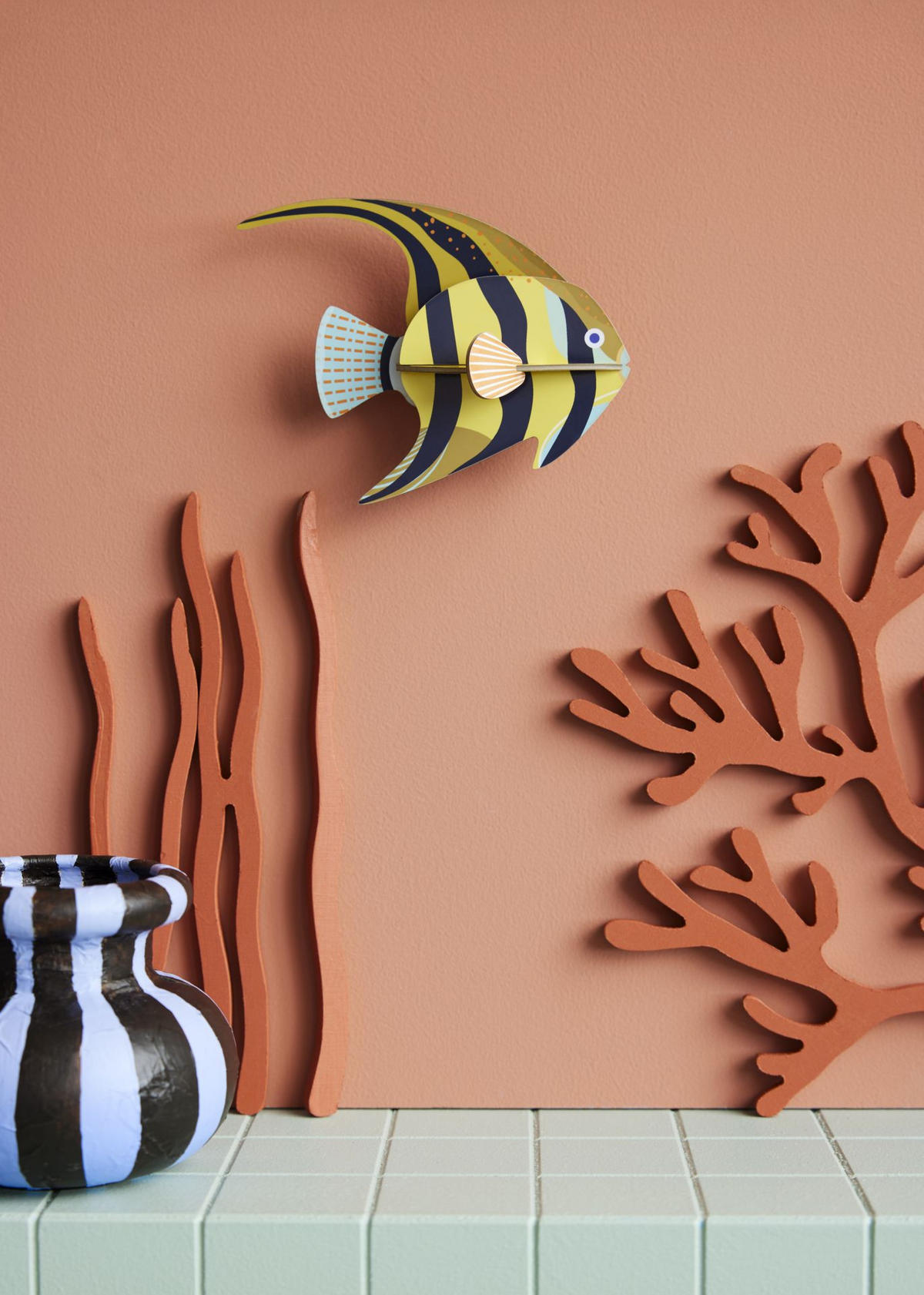 WANDSKULPTUR Bunt 4/10 cm - Multicolor, Wellpappe (4/10/13cm) - Studio Roof