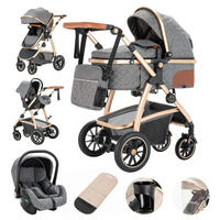 KINDERWAGENSET mit hoher Landschaft, verstellbarer Griff, Moskitonetz, Kinderwagen, Aluminiumrahmen, SK20-GRAU - Grau, Metall (80/60cm) - Kaket