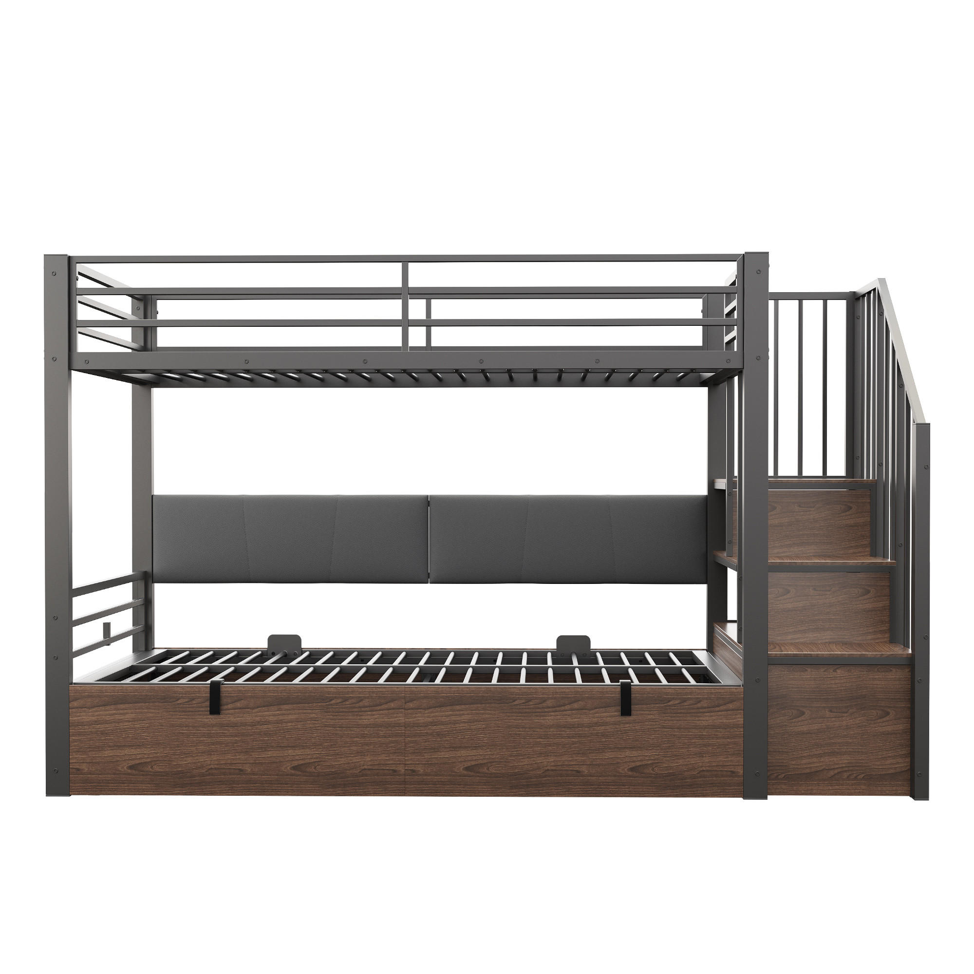 ETAGENBETT 90/200 cm Schwarz - Schwarz, Holzwerkstoff/Metall - Raumix