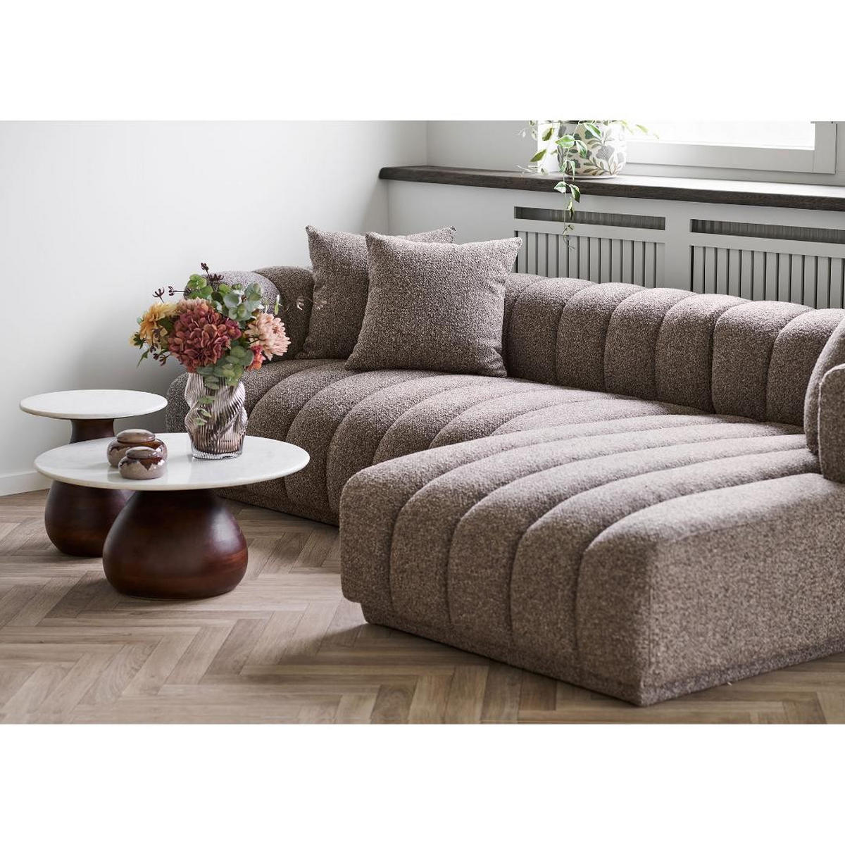 SOFA, Ingrid, Braun, Polyester, 160 x 293 x 68 cm - Braun, Textil (160/293cm) - ebuy24