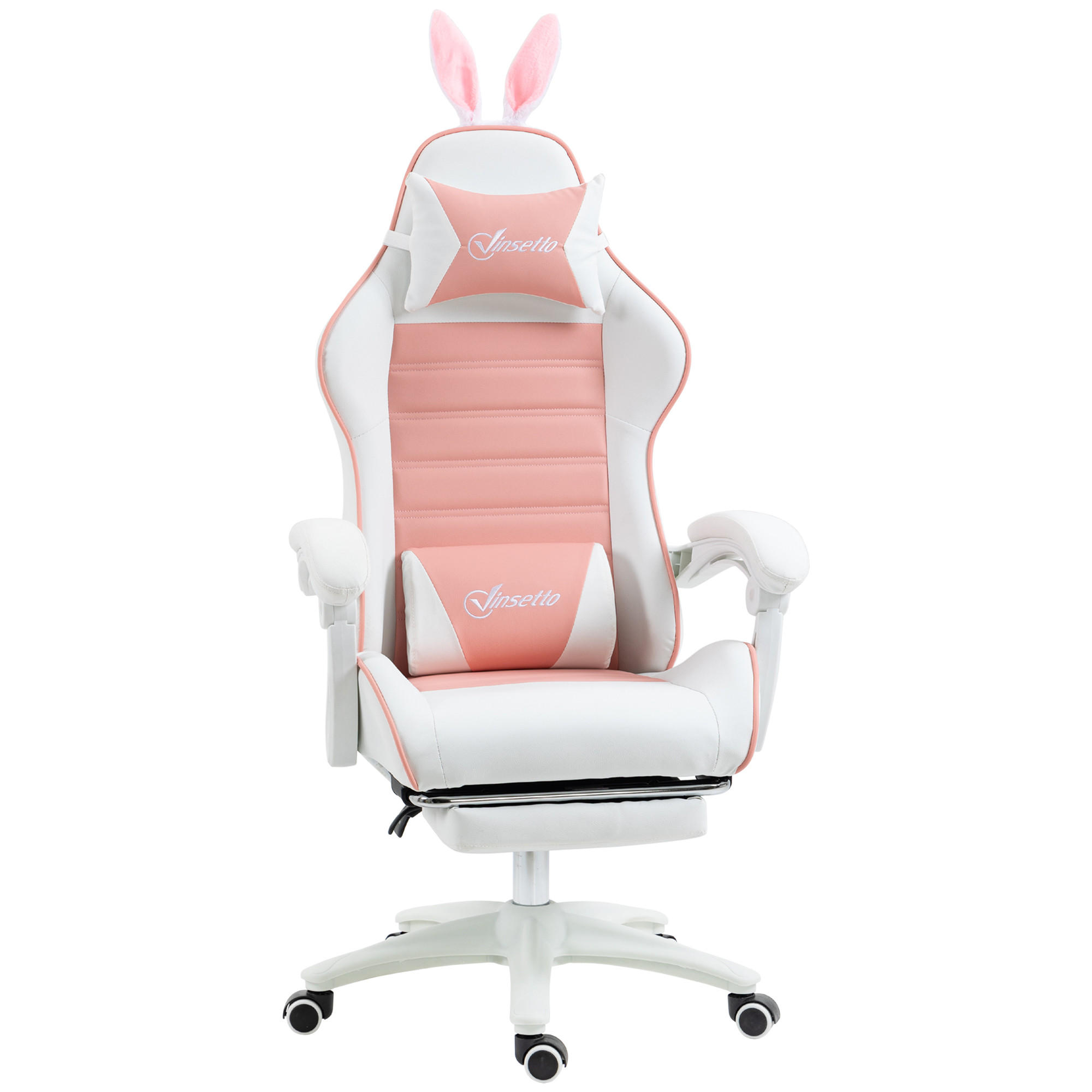 GAMING-STUHL Ergonomischer Gamer Stuhl mit Lendenwirbelstütze, Rosa - Rosa, Kunststoff (65/142/63cm) - Vinsetto