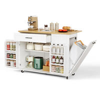 KÜCHENINSEL KLAPPBARE ARBEITSPLATTE, Mülleimerschrank, MDF, 130/70/93 cm - Weiß, Kunststoff (70/93/130cm) - Rolipo
