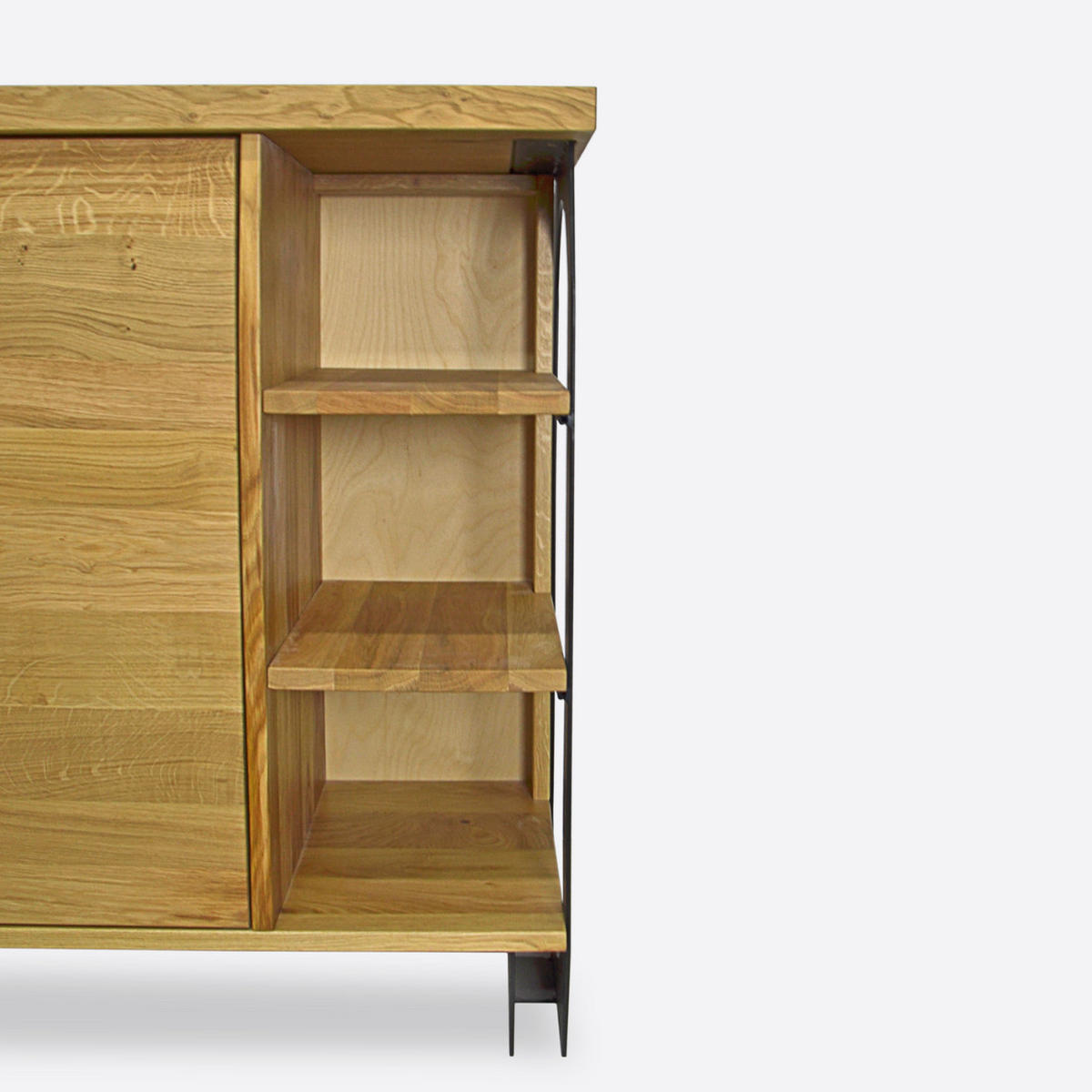 HOLZKOMMODE mit Regalen aus Massivholz für das Wohnzimmer WALT - Eichefarben, Holz (120/100/45cm) - Rawood Furniture