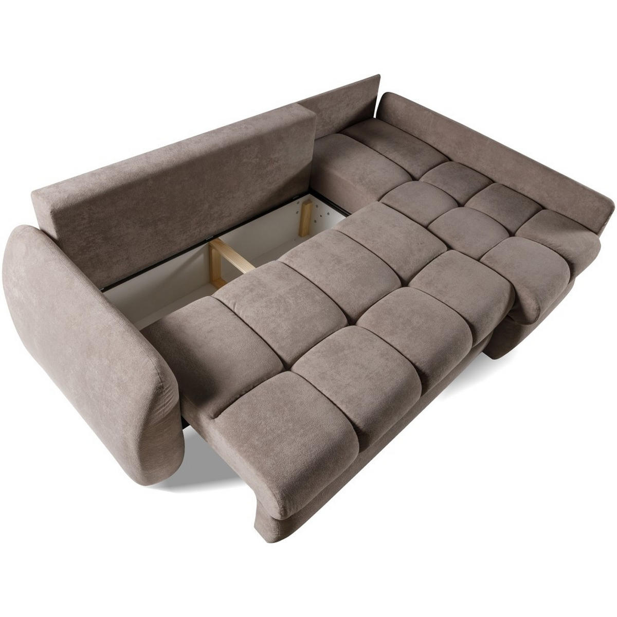ECKSCHLAFSOFA Glavi mit Bettkasten, universelle Ottomane, Braun - Schwarz/Braun, Textil (252/172cm) - Beautysofa