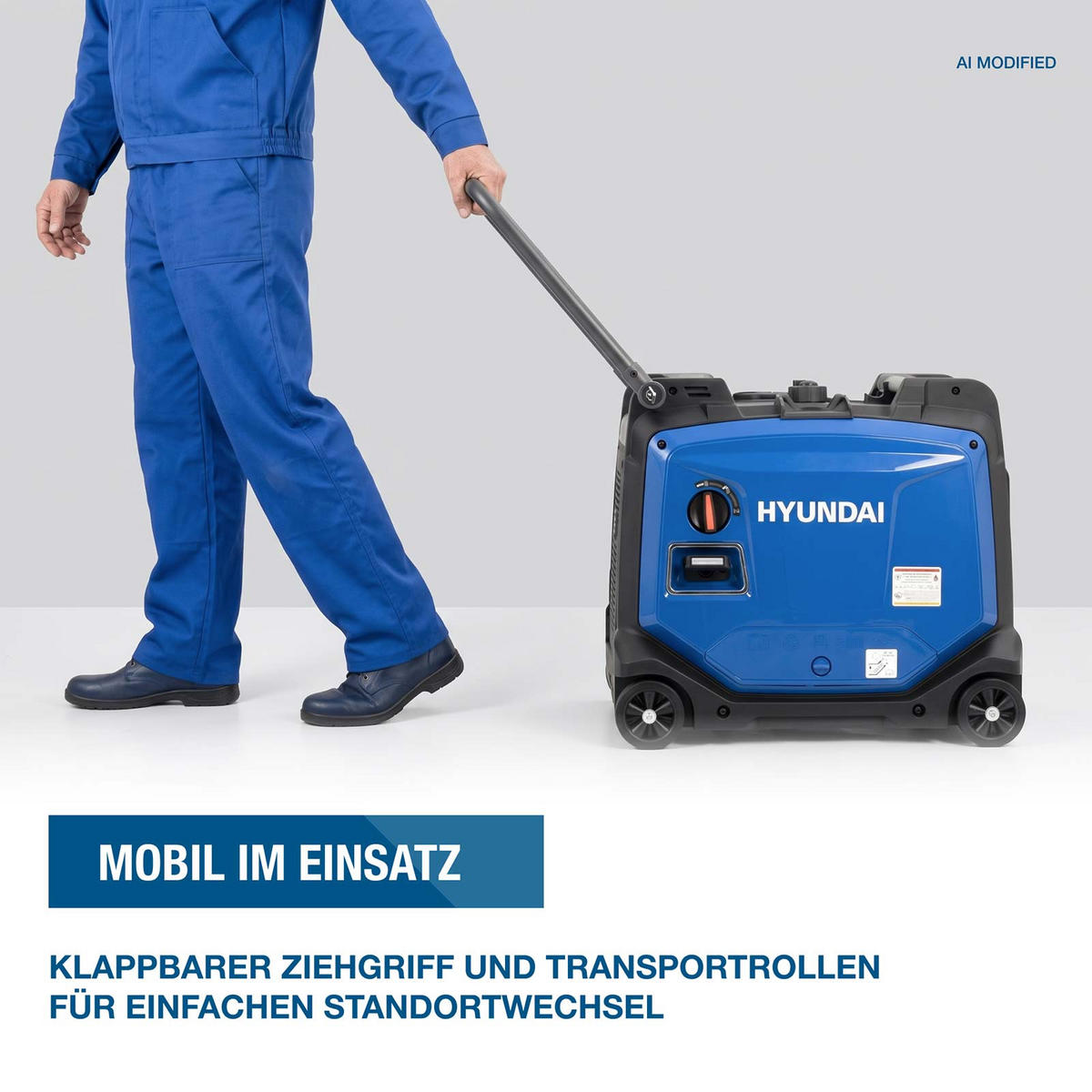 HYUNDAI Inverter Stromerzeuger HY5501SEi 5,5 kW Benzin Stromgenerator mit E-Start, 5,0 kW Dauerleistung, 230 V, 12 V, USB, Notstromaggregat - Blau, Metall (60/40/53cm) - HYUNDAI