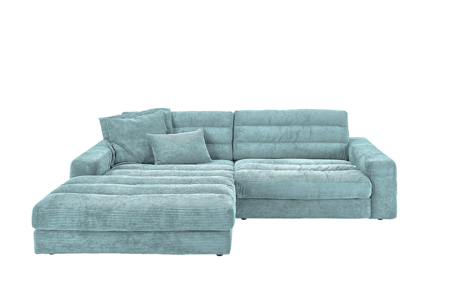 ECKSOFA LANA SOFA Hellblau Cord - Schwarz/Hellblau, Textil (296/205cm) - KAWOLA