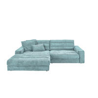 ECKSOFA LANA SOFA Hellblau Cord - Schwarz/Hellblau, Textil (296/205cm) - KAWOLA