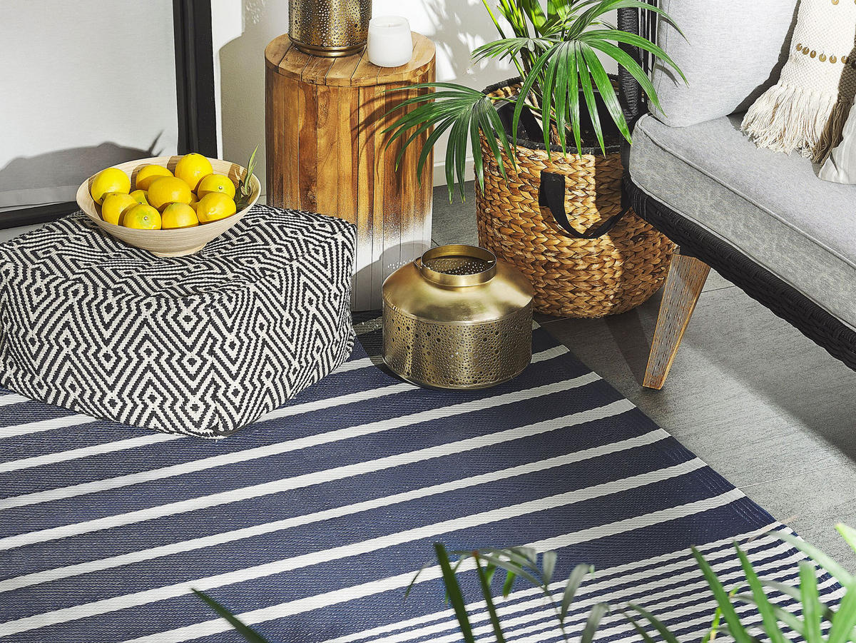 OUTDOOR-TEPPICH Haldia 180/120 cm - Blau, Kunststoff (120/180cm) - Beliani