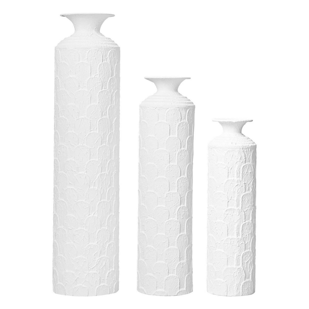 BODENVASE Metallvase,50/65/85 cm,3 tlg.Dekovase,Weiß - Weiß, Metall (85cm) - LVHOM