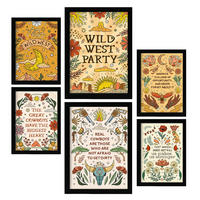 POSTER Set Mit 6 Wundervoller Wildwest-Ästhetische Dekorative Gemälde Für Ihr Wohnzimmer Oder Zuhause Wandkunstdruck A3 & A4 Schwarzer Rahmen - Schwarz, Papier (29/3cm) - Nacnic