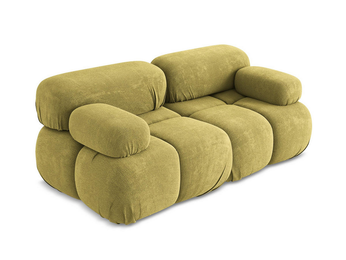 2-SITZER-SOFA Chenille Stoff Grün - Limette/Schwarz, Kunststoff/Textil (190/70/96cm) - Makamii