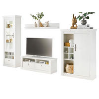 WOHNWAND weiß Pinie Landhaus, Set 4-teilig mit Soft-Close und Beleuchtung - Weiß, Holzwerkstoff/Kunststoff (334/201/45cm) - Furn.Design