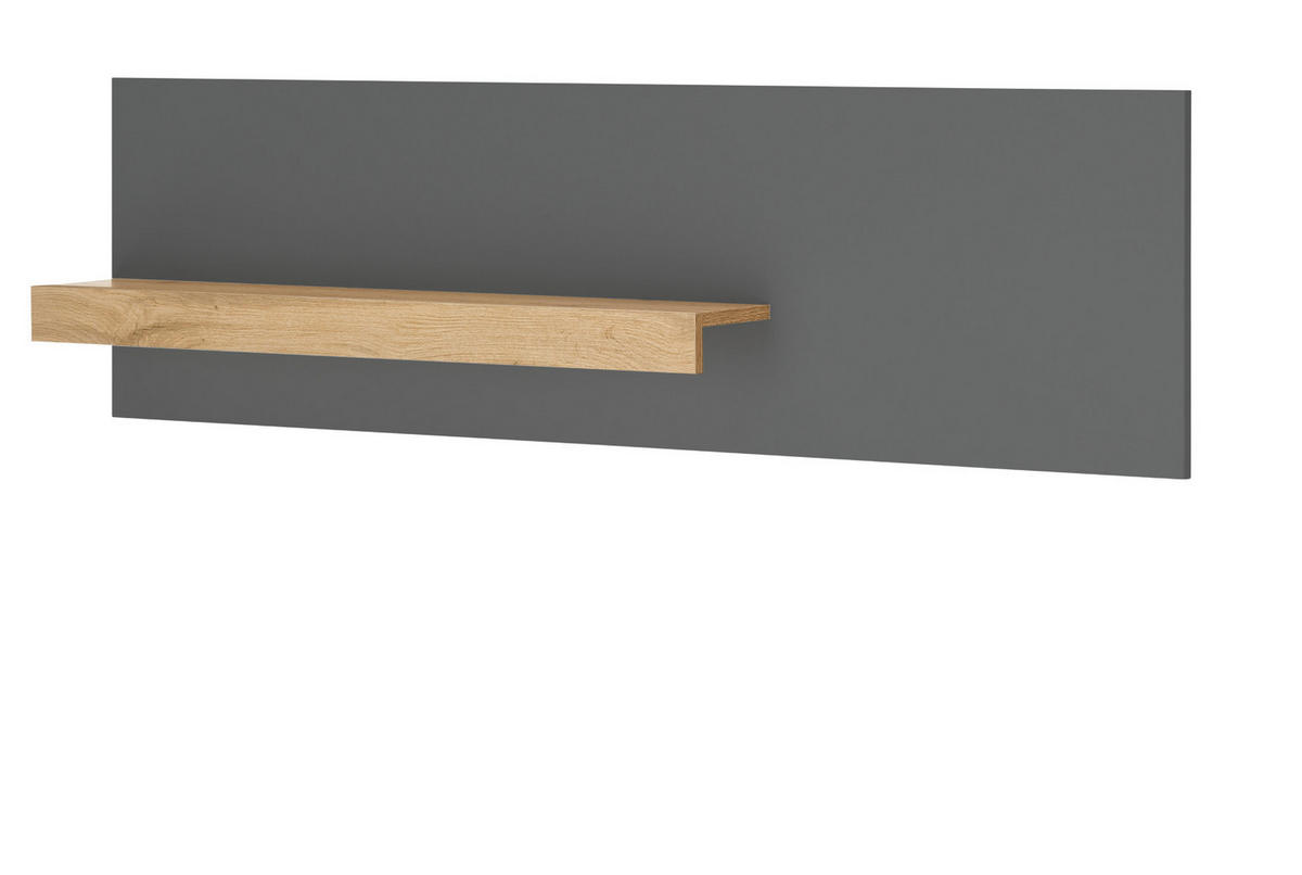 AKTENREGAL grau matt, Eiche Wotan 140 cm, Wandregal für Homeoffice und Büro - Eiche Wotan/Grau, Holzwerkstoff (140/40/17cm) - Furn.Design